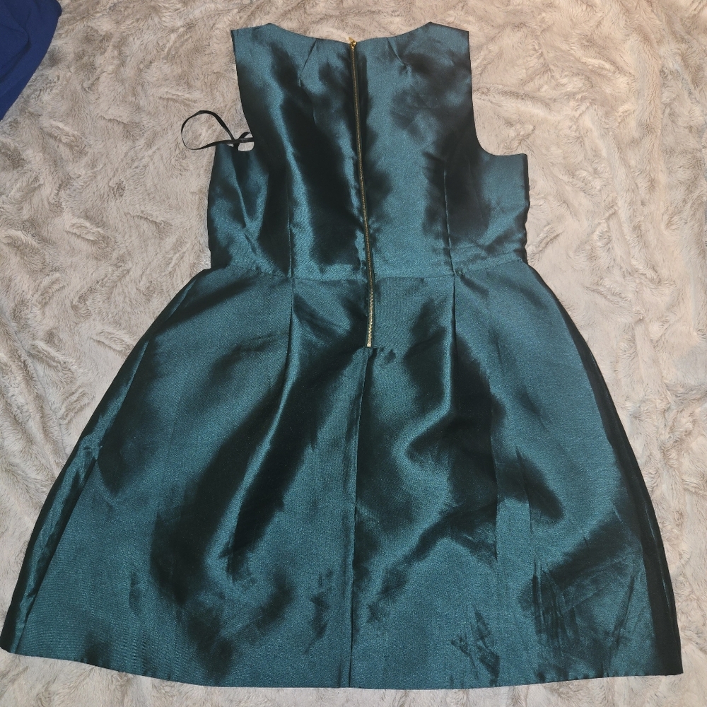 Emerald Green Jewel Satin Fit & Flare Cockail Dress 16 - Picture 5 of 10